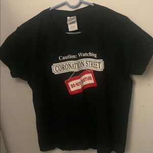 Hilarious Black Coronation Street Graphic T-Shirt 100% Cotton SZ Large